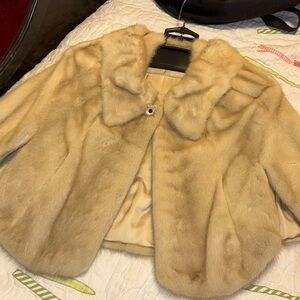Luxurious Light Beige Mink Short Shawl- Women